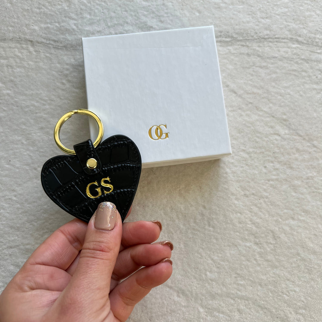 Leather Personalised Heart Keyring