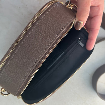 Elizabeth Leather Double Zip Crossbody Bag