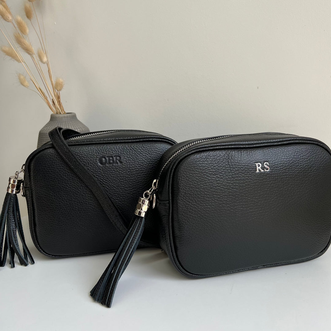 Saskia Silver Hardware Leather Cross body Bag