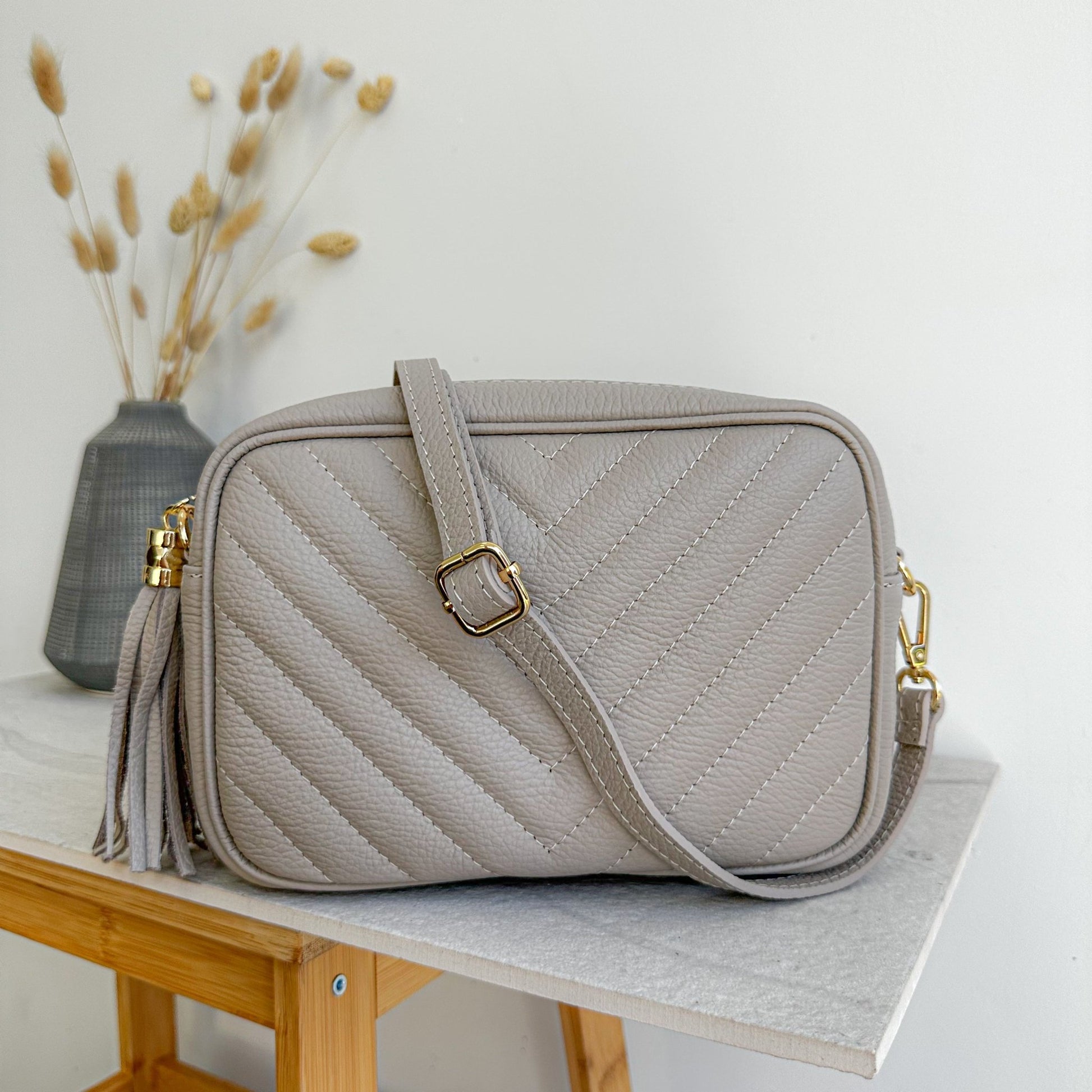 Kira Personalised Quilted Leather Crossbody Bag - OLIVIA AND GRAY LTD