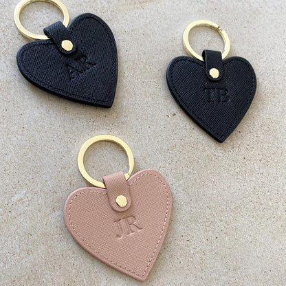 Leather Personalised Heart Keyring - OLIVIA AND GRAY LTD