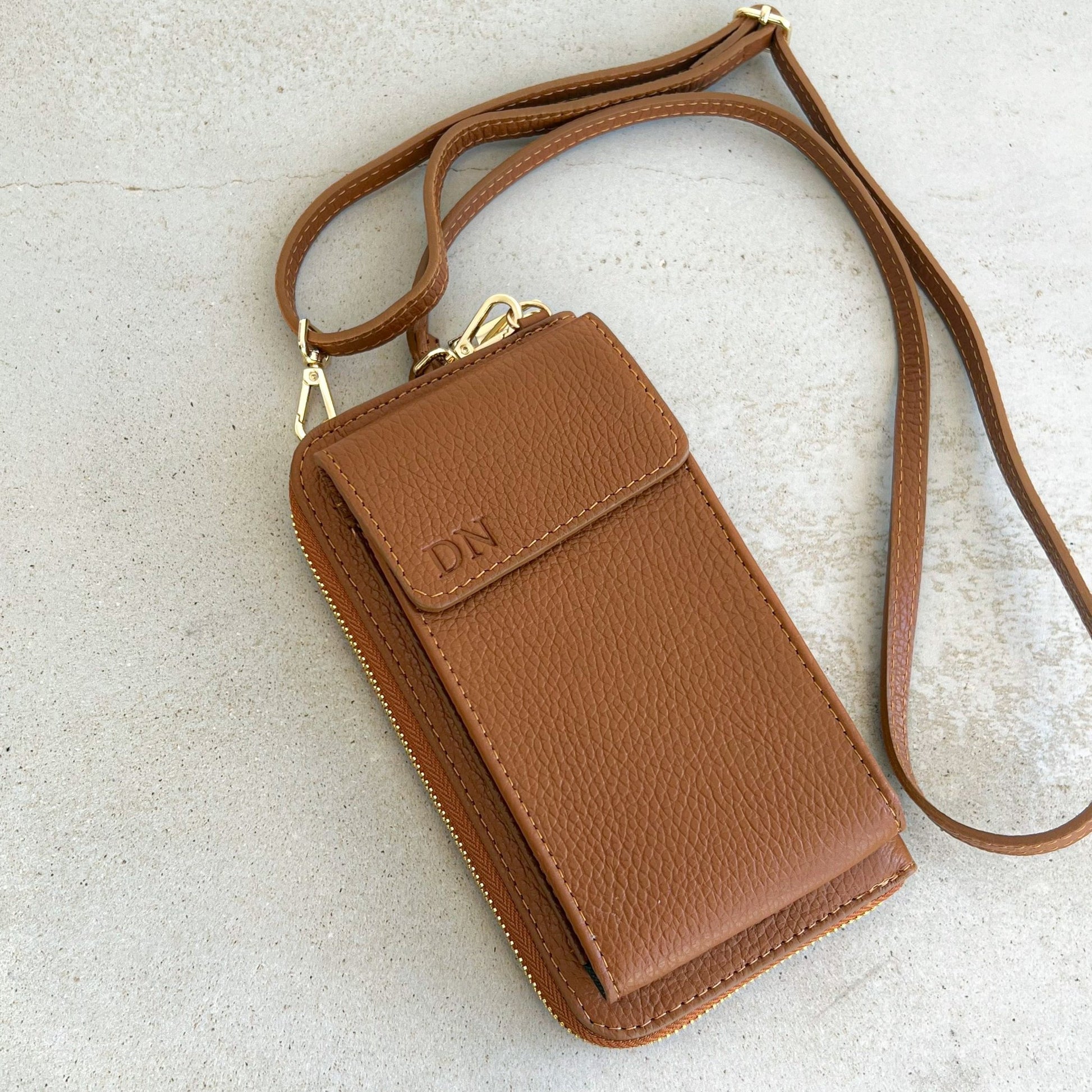 Paige Personalised Leather Phone Bag my - OLIVIA AND GRAY LTD