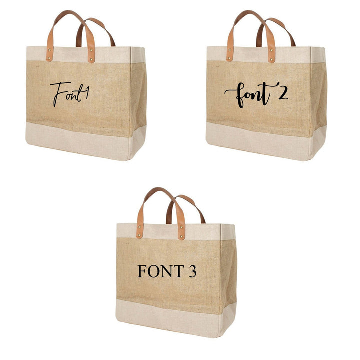 Personalised Large Jute Bag Leather Handle Shopper Beach Bag - OLIVIA AND GRAY LTD