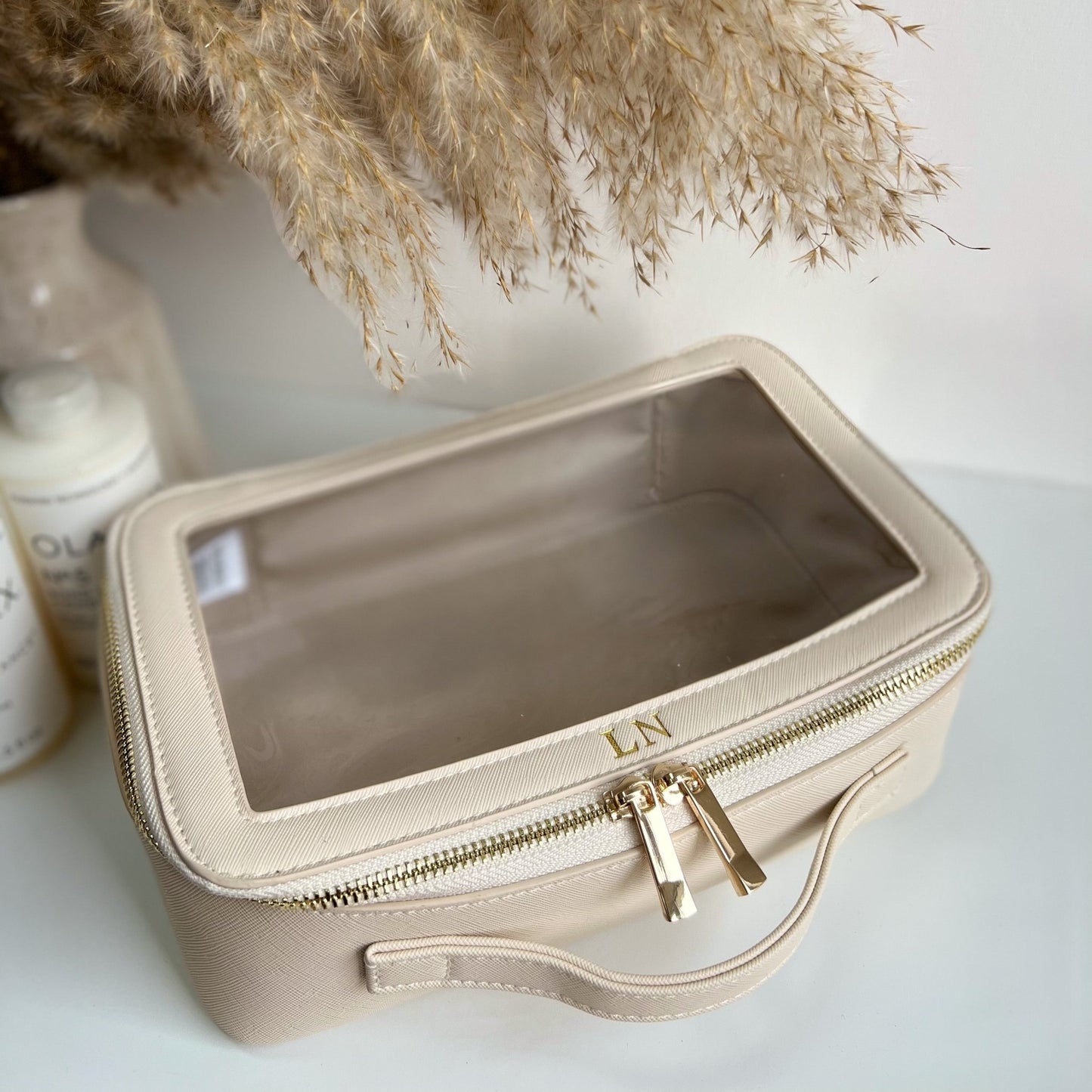 Personalised Top Handle Clear Travel Cosmetic Case - OLIVIA AND GRAY LTD